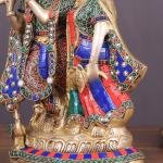 Brass Superfine Radha Krishna Together Idol 12.5" | Exquisite Stonework | 6 kg High-Quality Craftsmanship | Captivating Centerpiece | Divine Love Sculpture